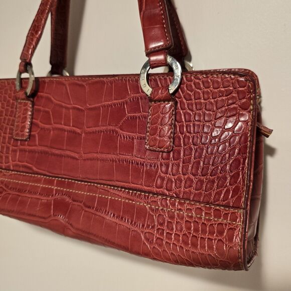 Y2K Tommy Hilfiger Faux Crocodile Skin Embossed Mini Hand Bag Red Shoulder Purse - Picture 2 of 13
